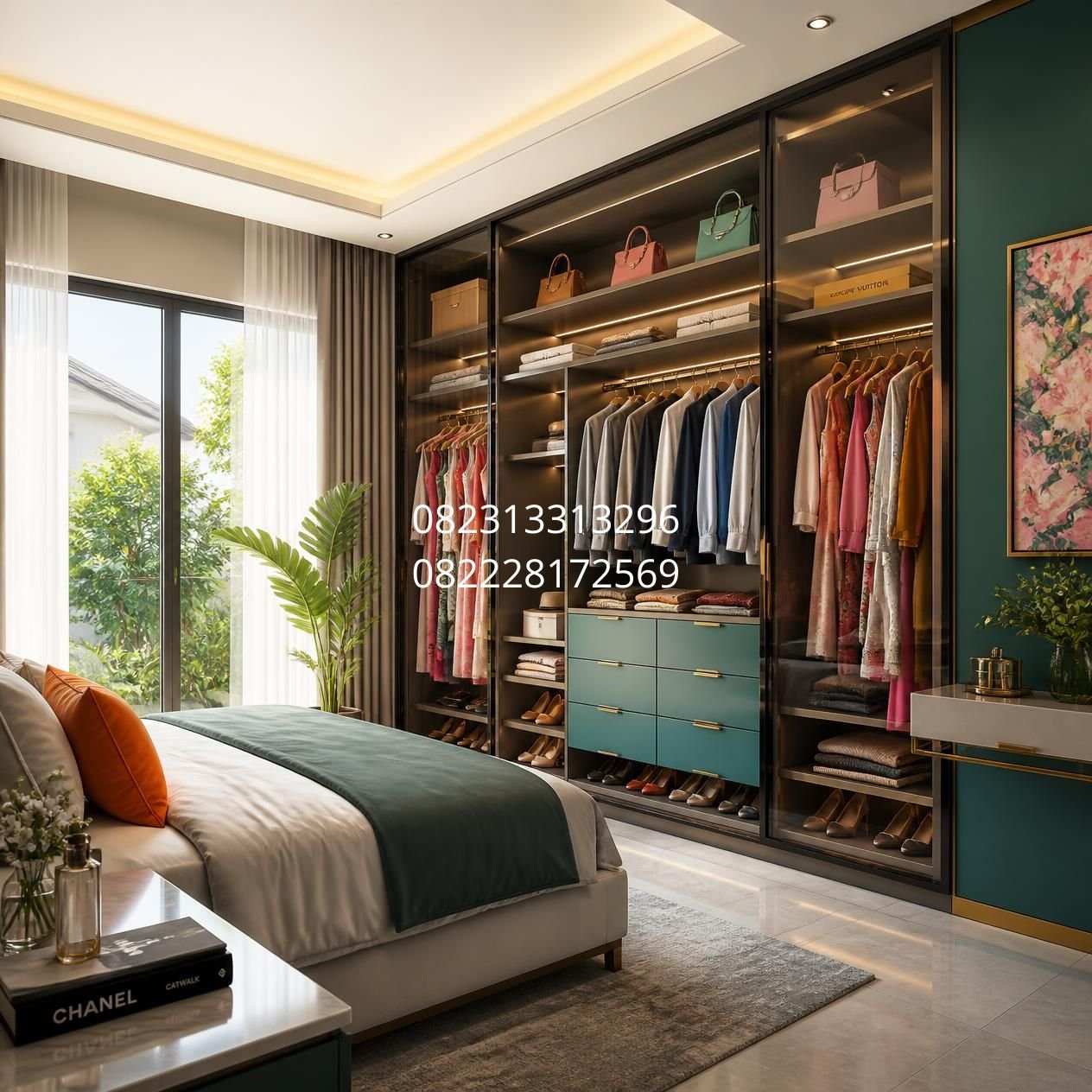 desain wardrobe mewah Surabaya