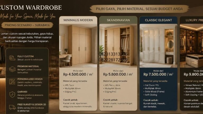 biaya wardrobe custom Surabaya