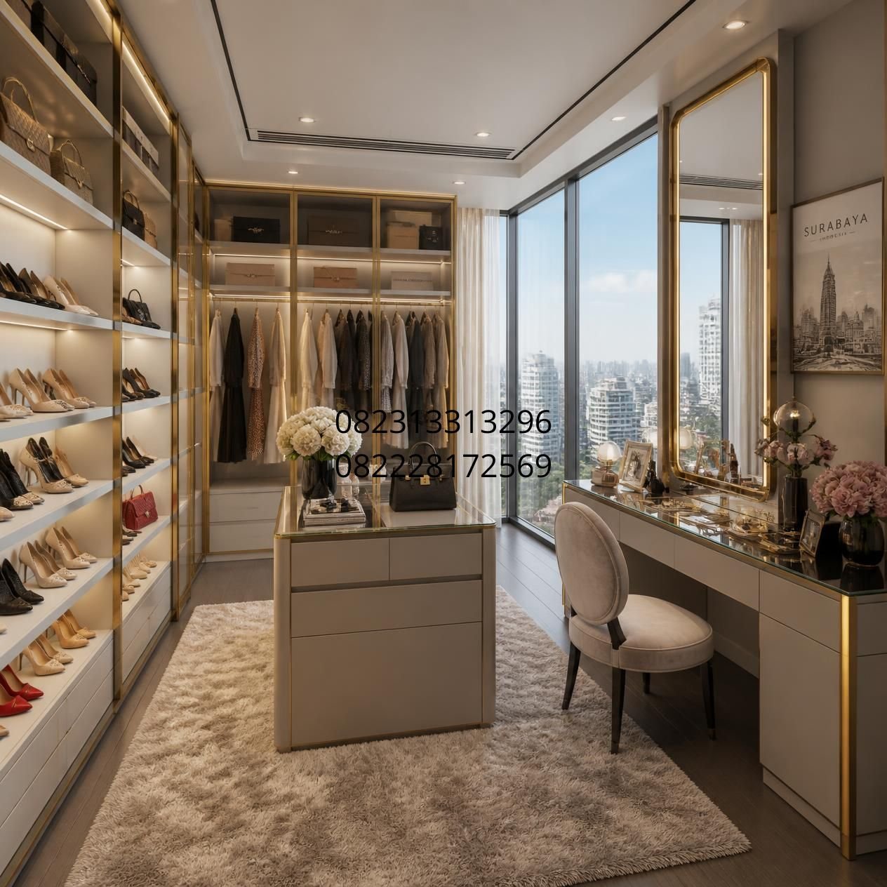 walk in closet modern apartemen