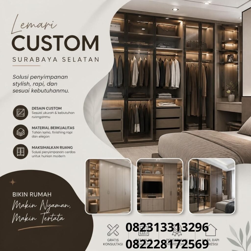 Lemari Custom Minimalis Surabaya Selatan