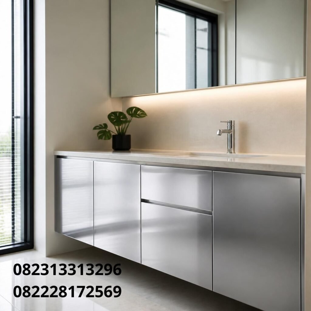 Lemari bawah wastafel aluminium Surabaya