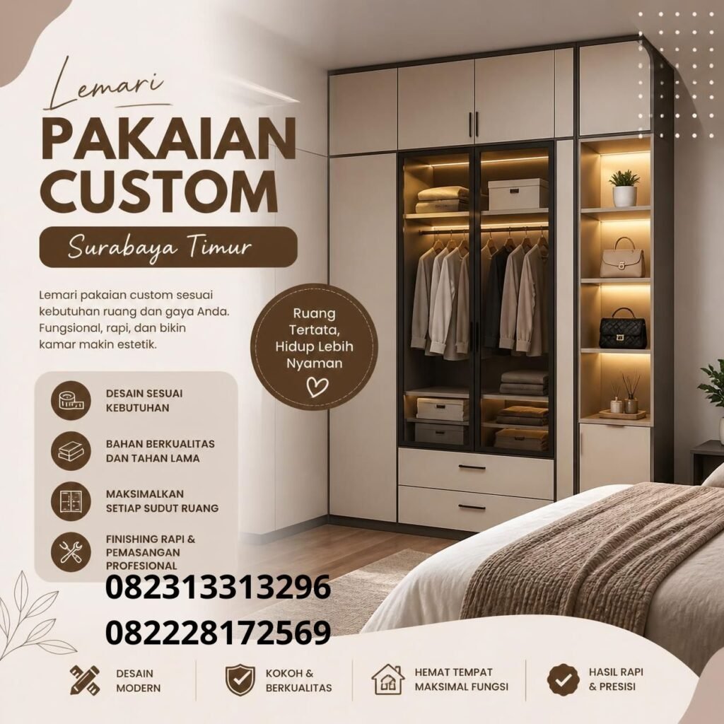 Lemari pakaian custom HPL Surabaya (1)