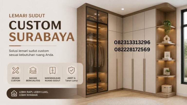 Lemari sudut custom Surabaya