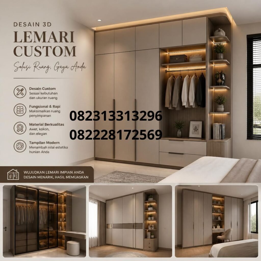 Desain 3D lemari pakaian Surabaya