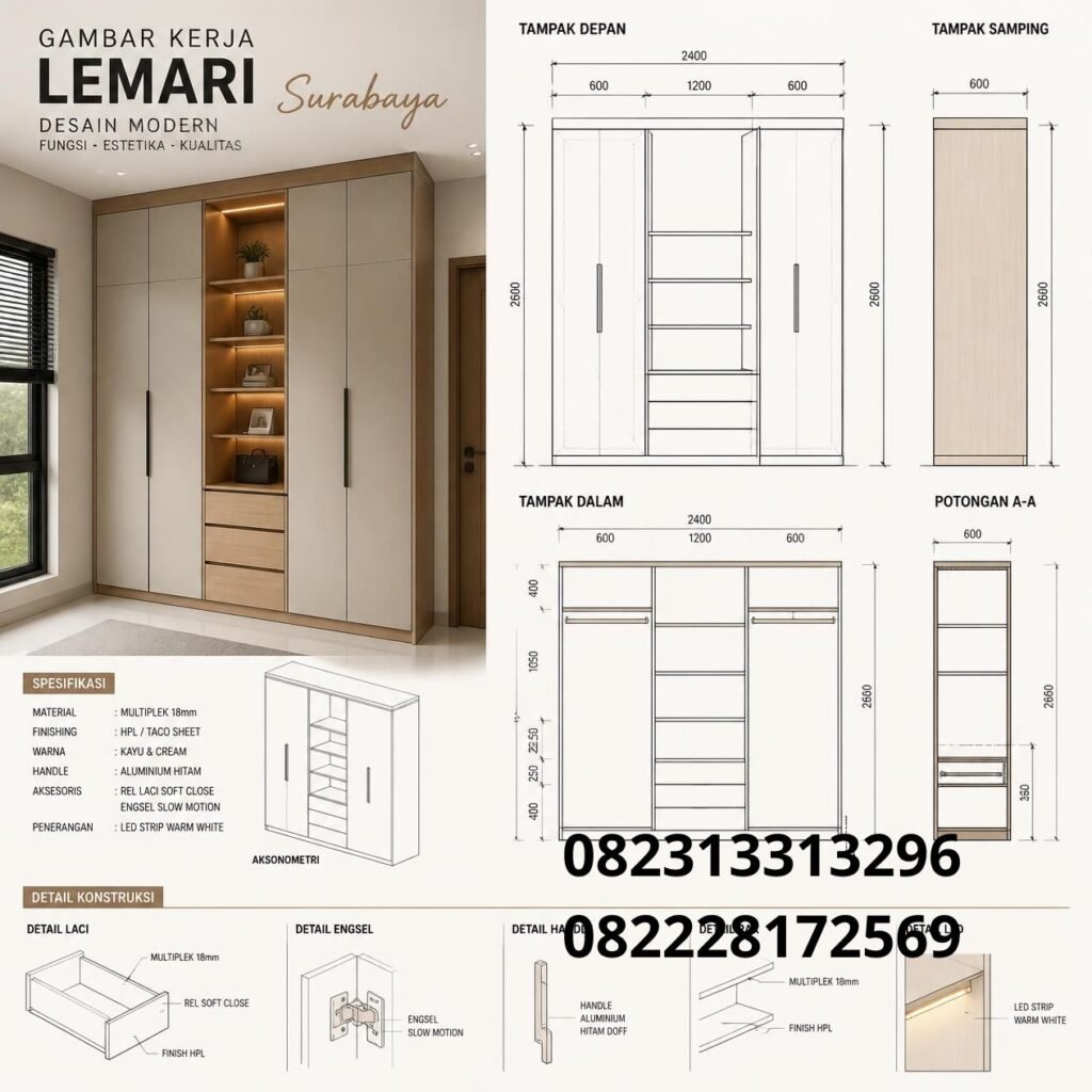 Jasa Desain Gambar Lemari Surabaya