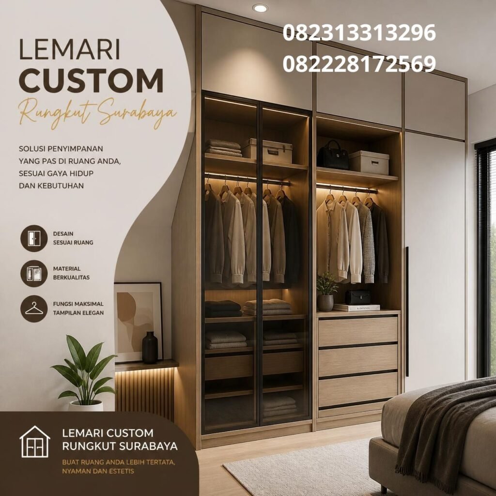 Lemari pakaian custom Rungkut